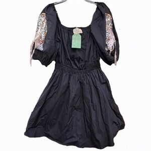 Chic Black Dress with Cowboy boot sequins